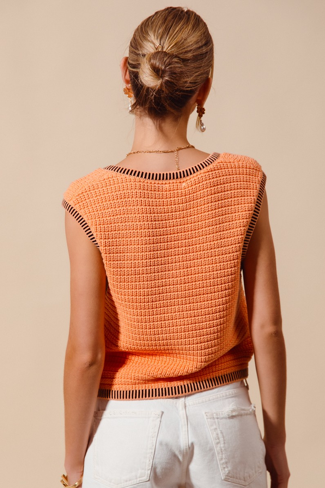 Textured Sweater Vest in Creamsicle