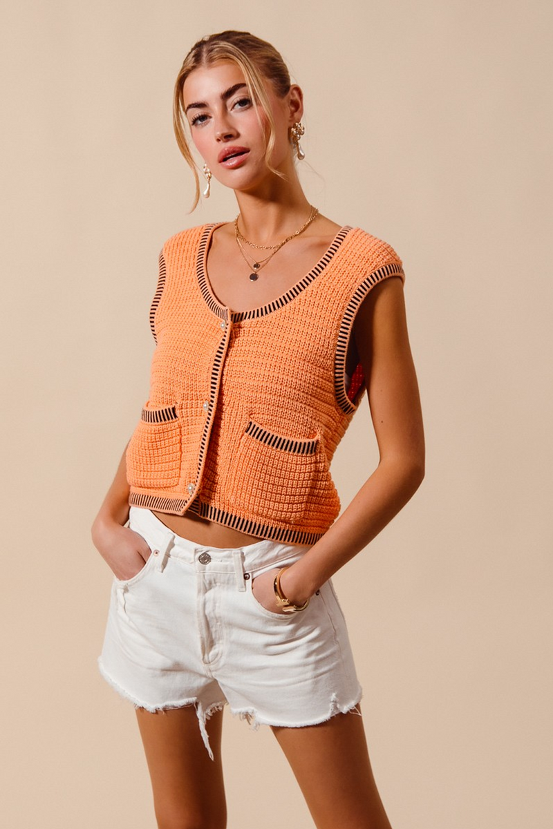 Textured Sweater Vest in Creamsicle