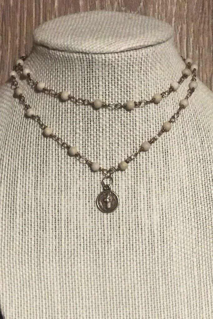 Double Wrap Coin Choker in Cream - Boho Bum Island