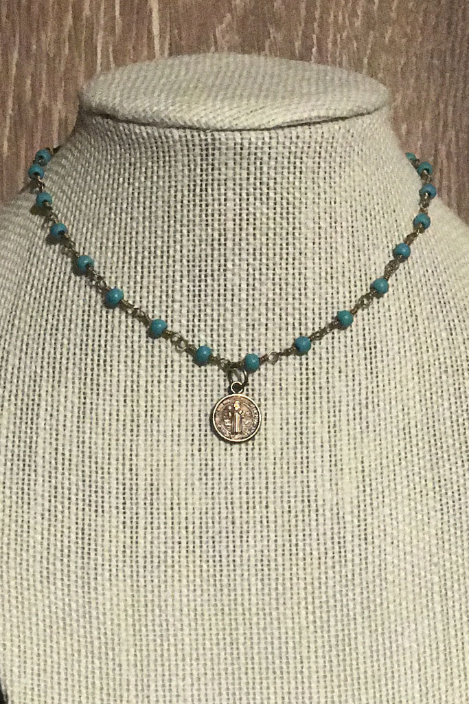 Coin Choker in Turquoise