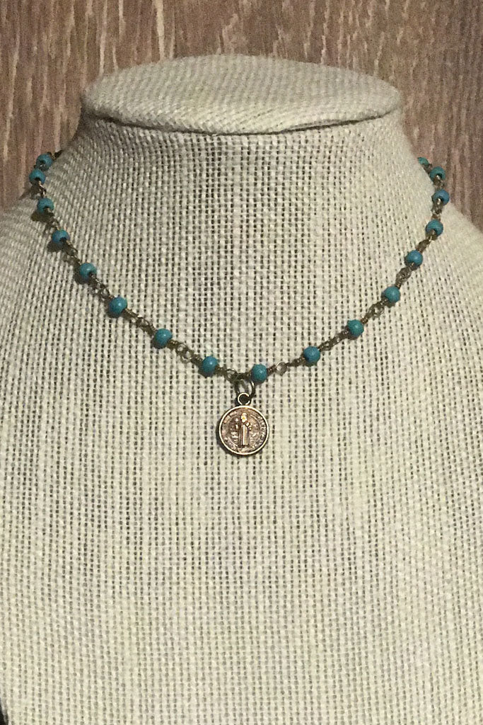 Coin Choker necklace in Turquoise