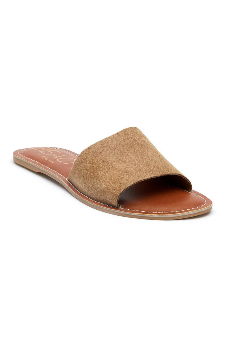 Tan suede slip on sandal 