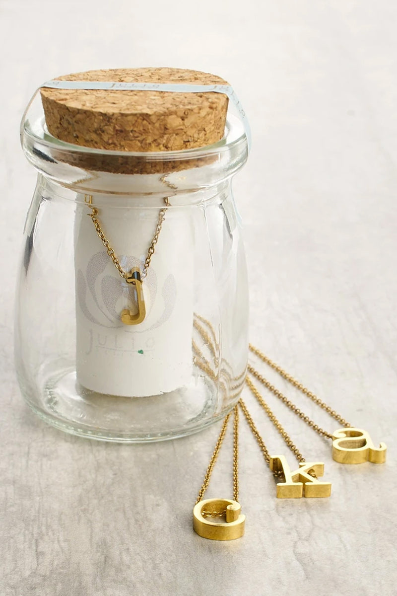 Initial Necklace in Spice Gold - Boho Bum Island Clothing Swimwear Bohemian Boho west palm beach  Miami florida  fall fashion spring fashion online shopping ootd blogger style swim boutique 