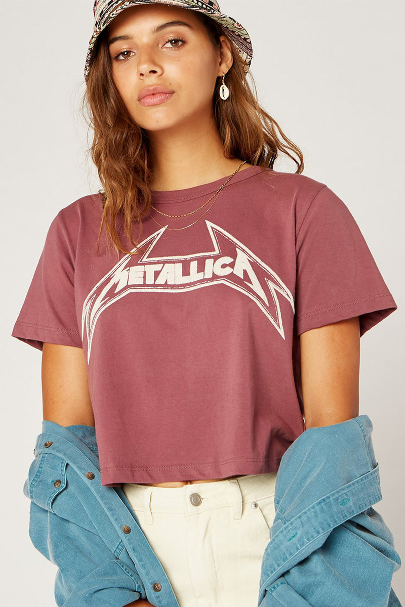 Metallica Young Metal Rebel Crop Tee - Boho Bum Island Clothing Swimwear Bohemian Boho west palm beach  Miami florida  fall fashion spring fashion online shopping ootd blogger style swim boutique 