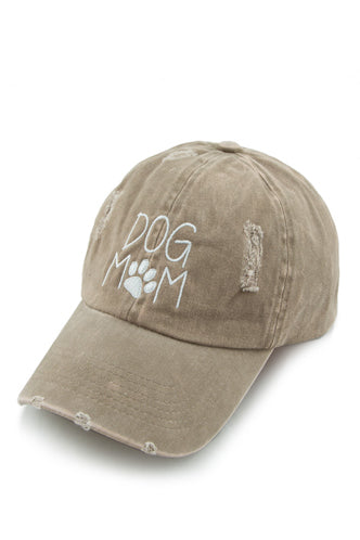 Dog Mom Baseball Cap in Beige - Boho Bum Island