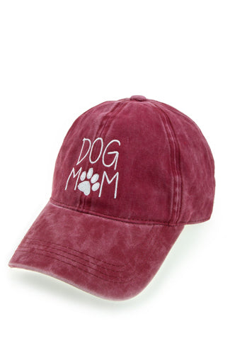 Dog Mom Baseball Cap in Burgundy - Boho Bum Island