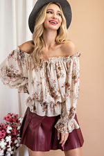 Floral Off the Shoulder Blouse in Cream