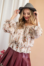 Floral Off the Shoulder Blouse in Cream