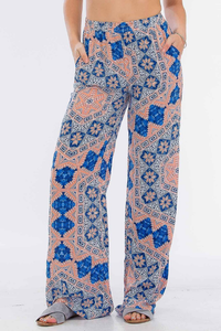 Jenna Printed Pant in Santorini - Boho Bum Island Clothing Swimwear Bohemian Boho west palm beach  Miami florida  fall fashion spring fashion online shopping ootd blogger style swim boutique 