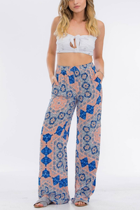 Jenna Printed Pant in Santorini - Boho Bum Island Clothing Swimwear Bohemian Boho west palm beach  Miami florida  fall fashion spring fashion online shopping ootd blogger style swim boutique 