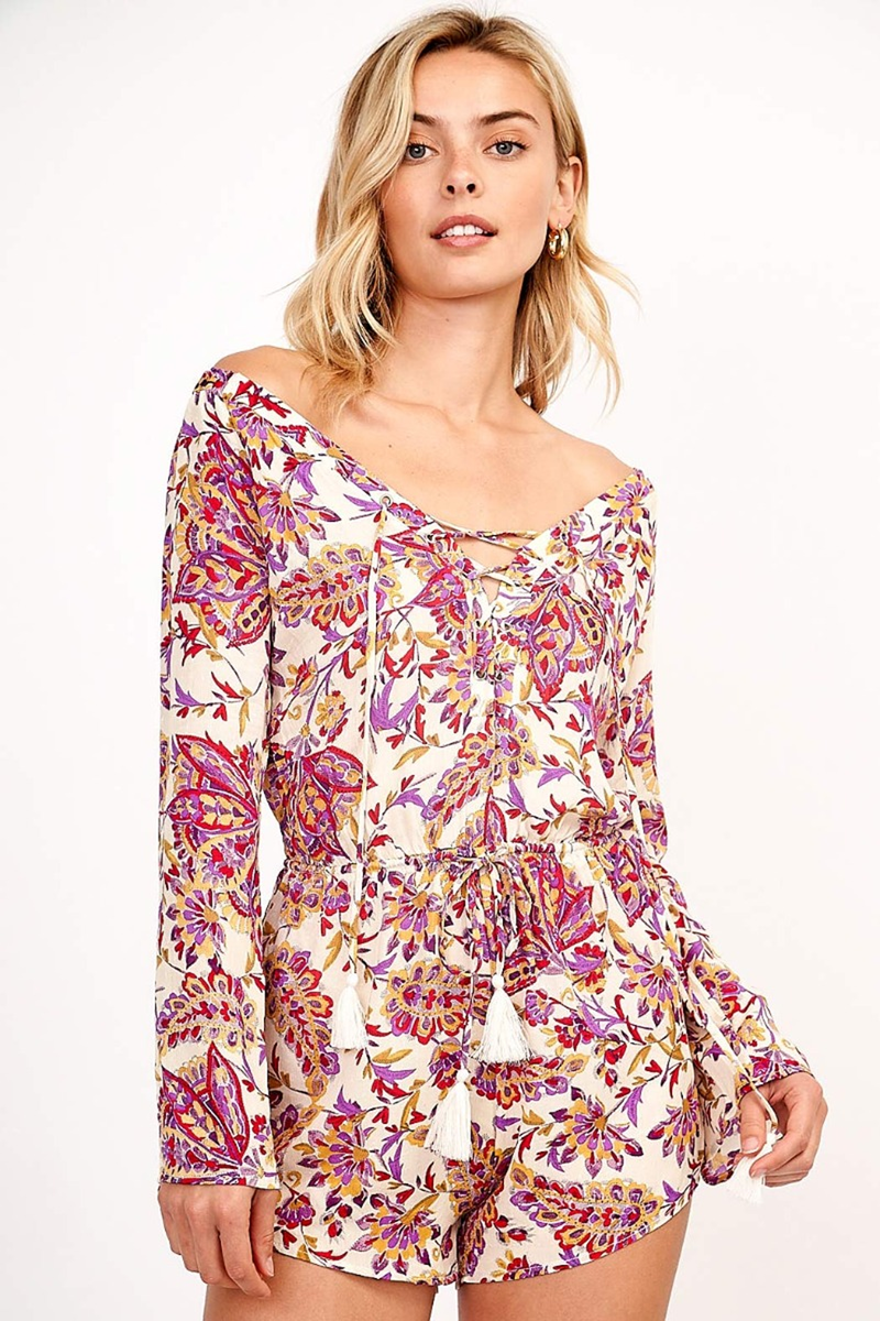 Jess Romper in Passionfruit - Boho Bum Island Clothing Swimwear Bohemian Boho west palm beach  Miami florida  fall fashion spring fashion online shopping ootd blogger style swim boutique 