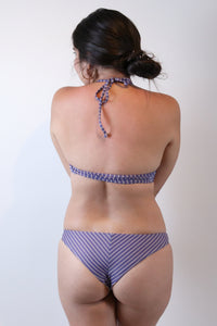 Keyhole Halter Top with Twisted Back in Striped Nude - Boho Bum Island
