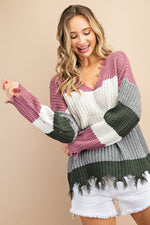 Kinsley Color Block Sweater in Hunter Green