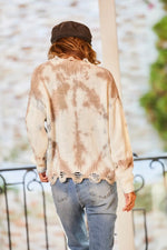 Paige Tie-Dye Distressed Sweater in Taupe/Dusty Blue