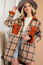 Plaid Shacket in Clay