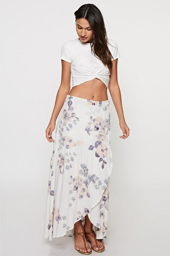 Ruffle Maxi Skirt in Blush/Vanilla - Boho Bum Island Clothing Swimwear Bohemian Boho west palm beach  Miami florida  fall fashion spring fashion online shopping ootd blogger style swim boutique 