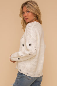 You're a Star Distressed Sweater in White