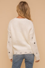 You're a Star Distressed Sweater in White